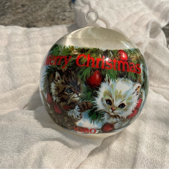 Vintage Kittens 1980 Satin Ball Christmas Ornament - Picture 3 of 8